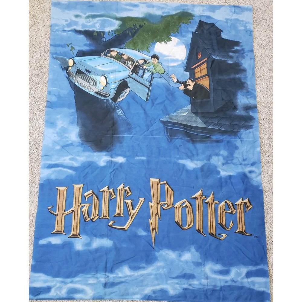 Harry Potter Flying Car Fabric Panel 36x50 Cheater Quilt Cotton Blue